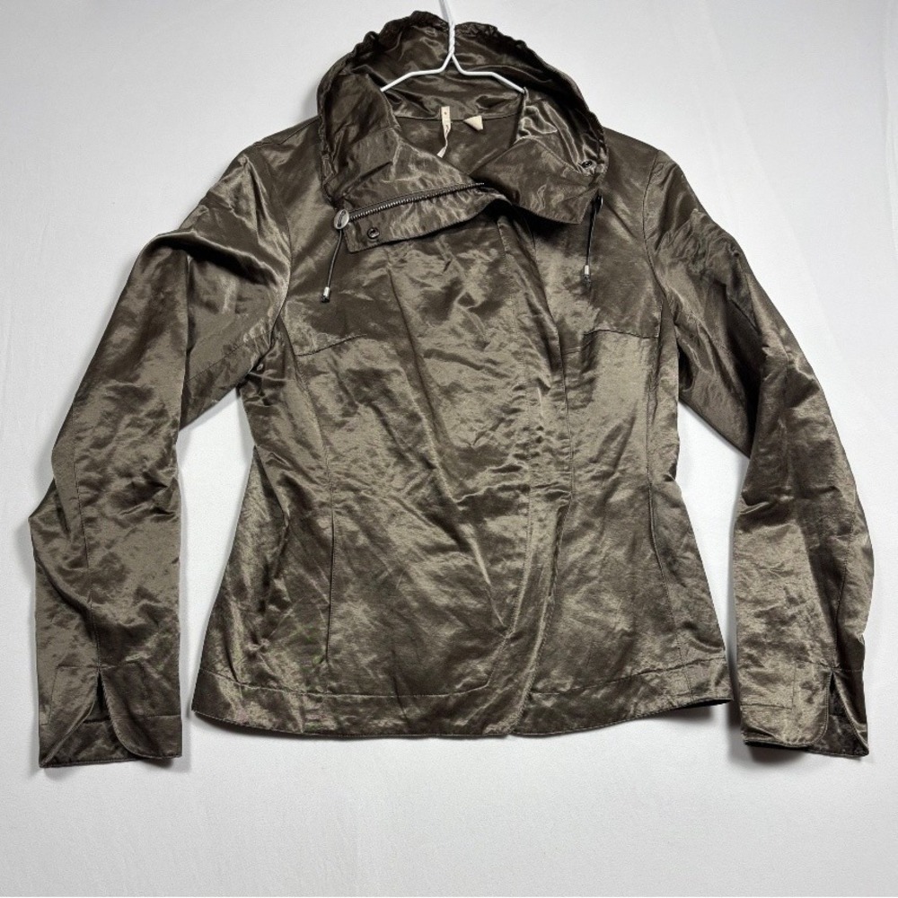 ISDA & Co Women's Hooded Jacket Brown Gray Full Zip Lightweight Size S